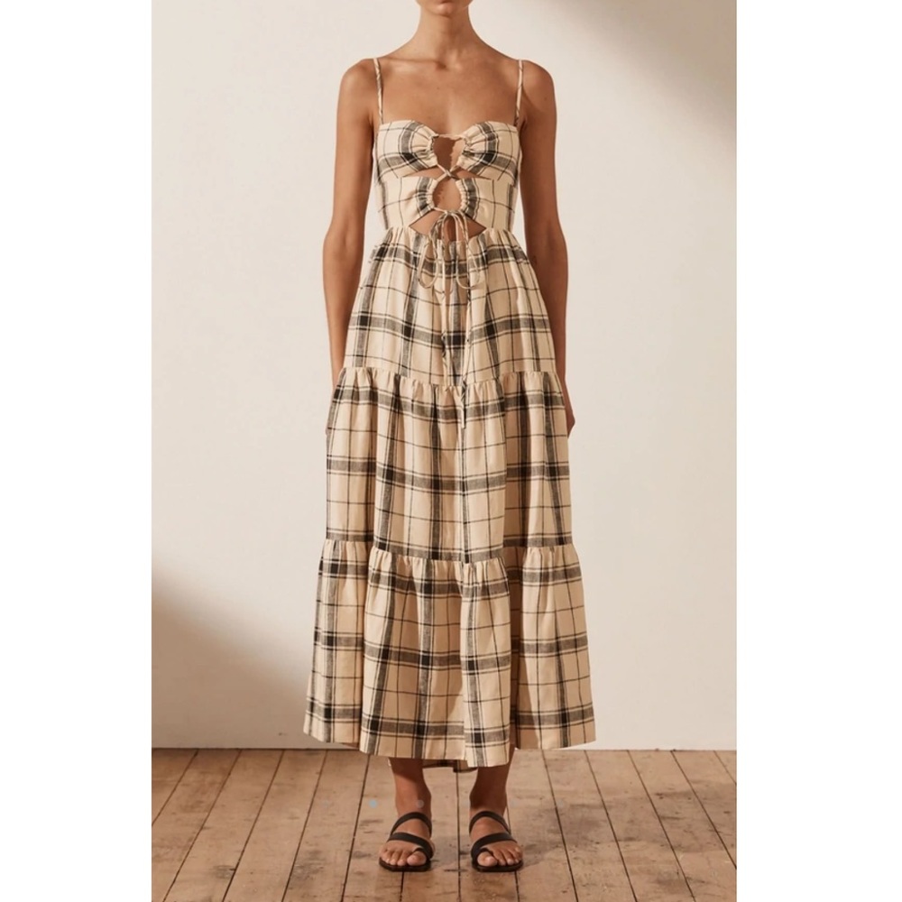 Shona Joy | Indra Linen Lace Up Backless MIDI Dress